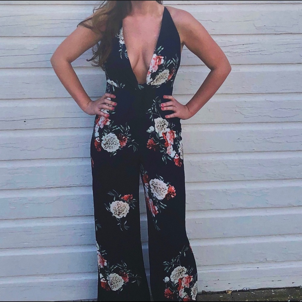 Navy Floral Jumpsuit